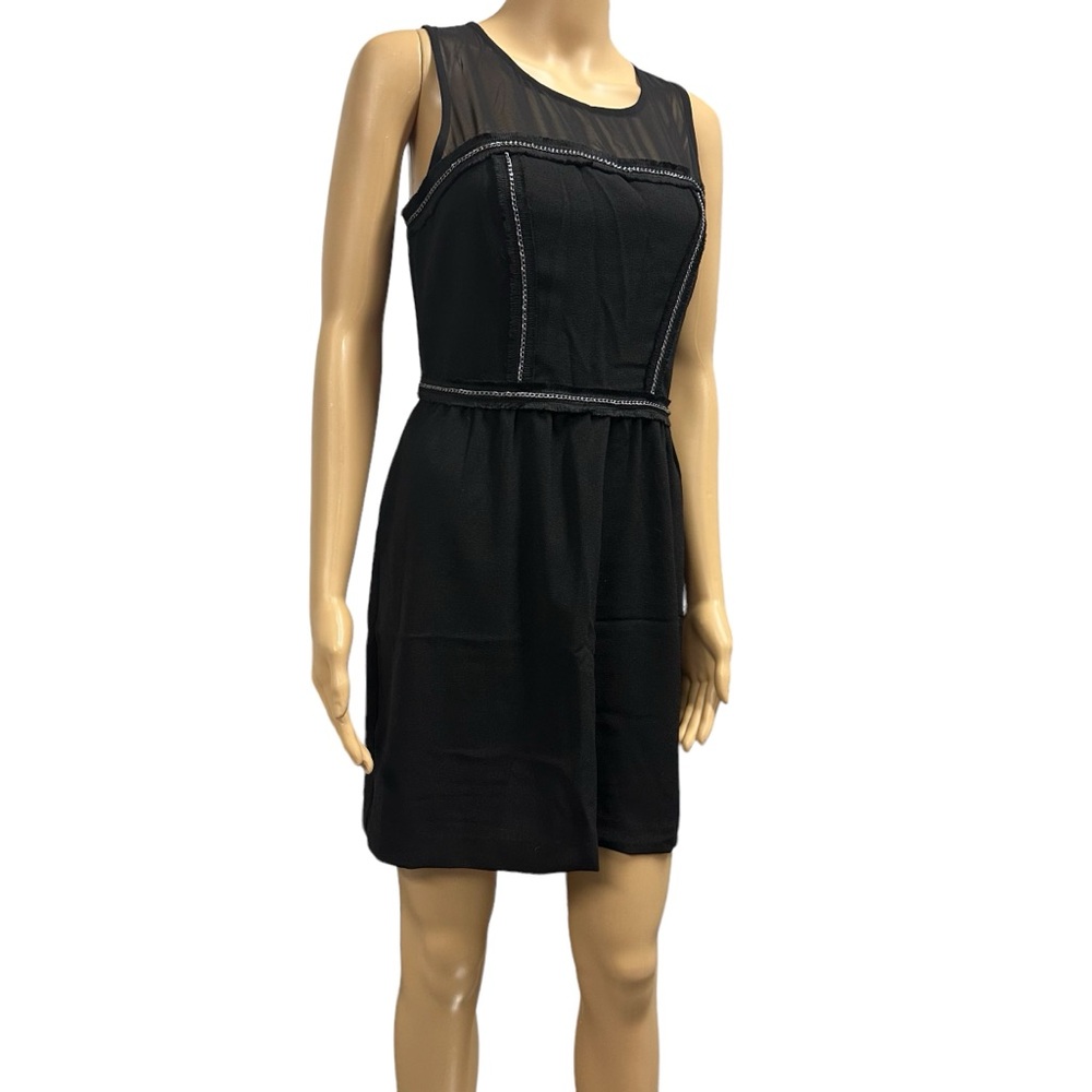Princess Vera Wang Black Silver Chain Accent Illusion Neck Sleeveless Dress 5